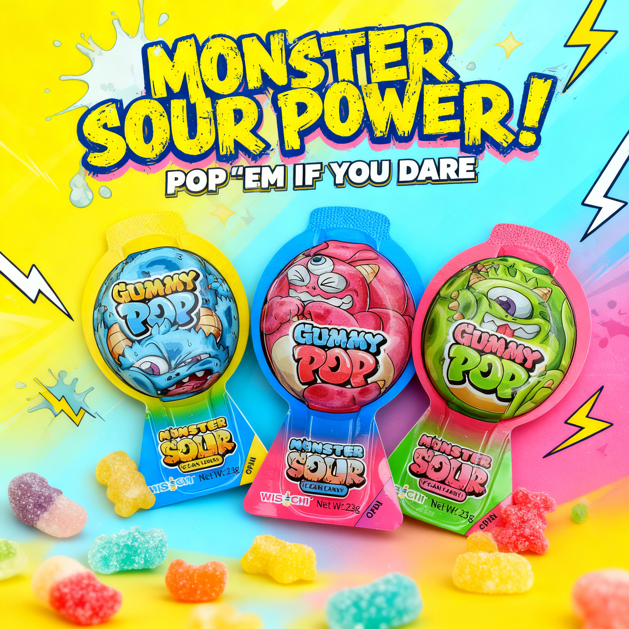 Sour Gummy Pop Mix Fruit