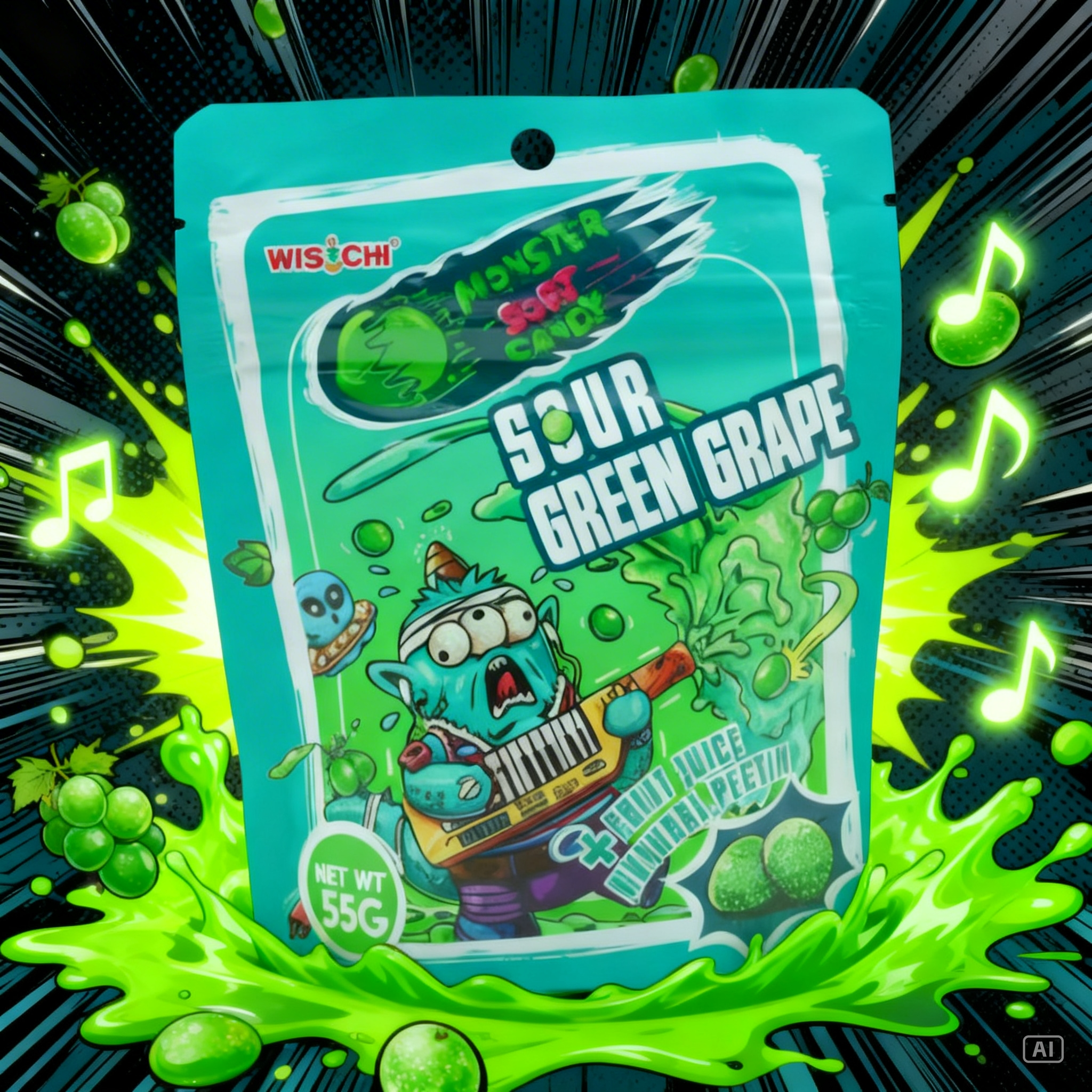 Monster Gummies Sour Green Grape