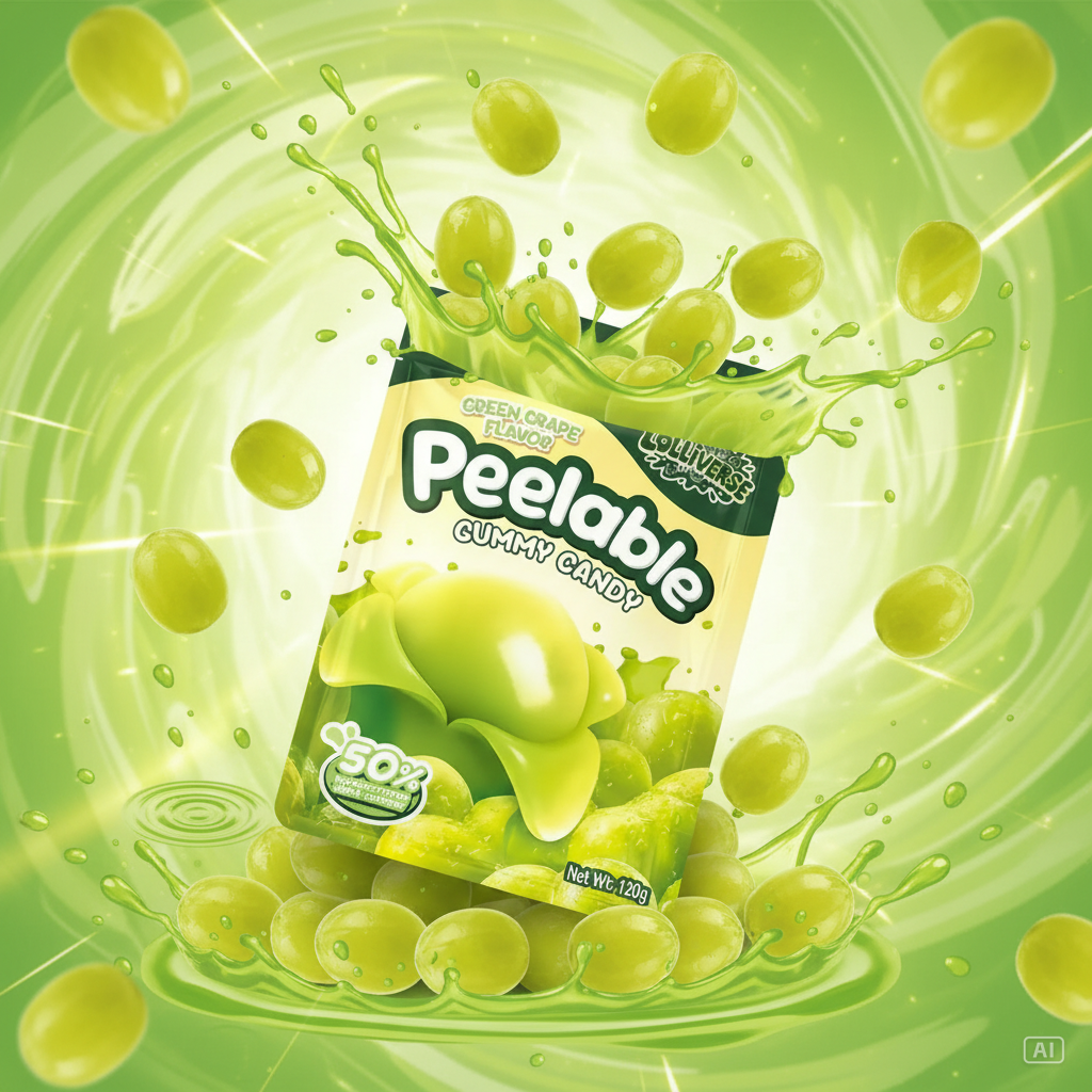 Peelable Gummy Candy – Green Grape